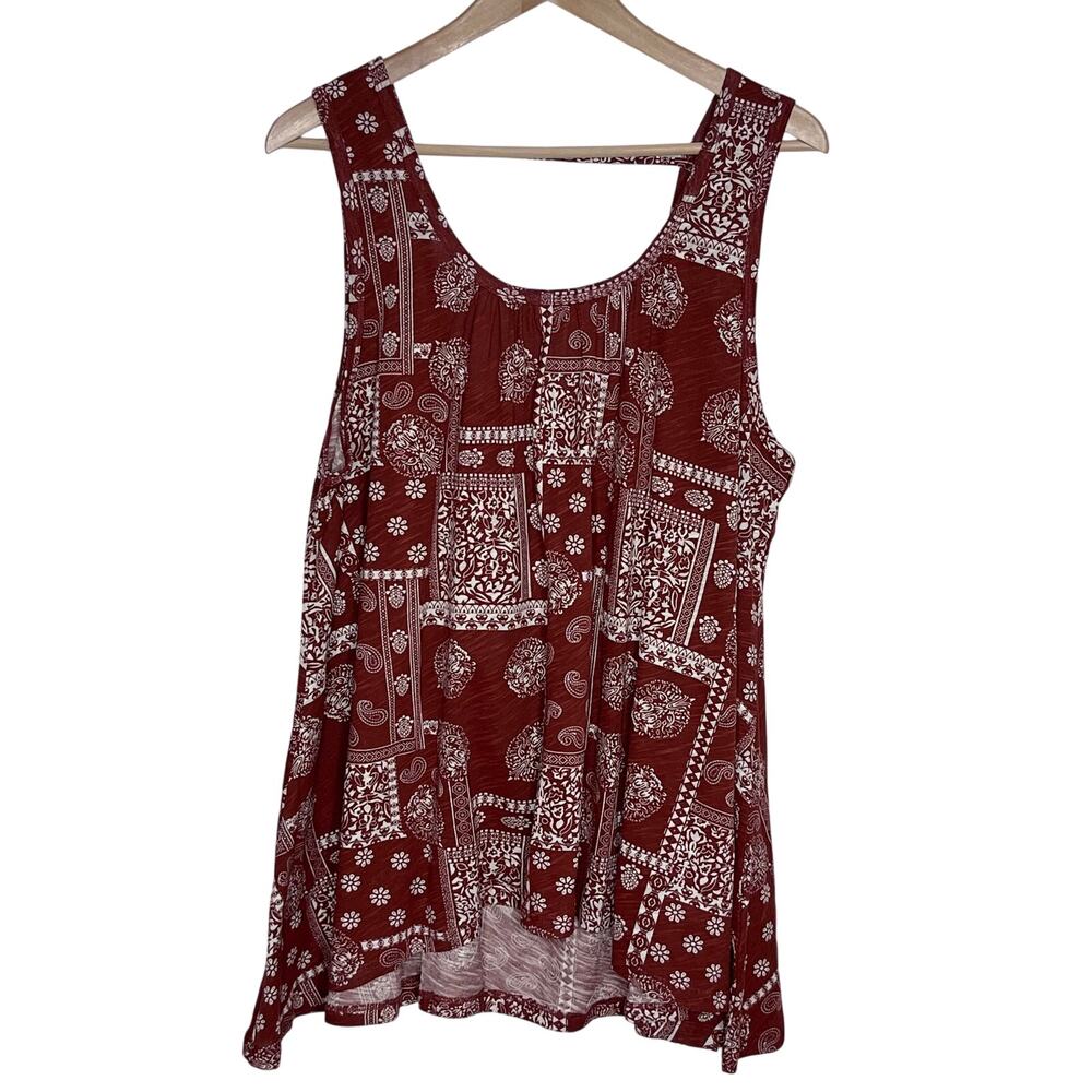 NWT Natural Life Boho Swing Tank XS/S Red Paisley Patchwork High Low Top - Picture 3 of 11